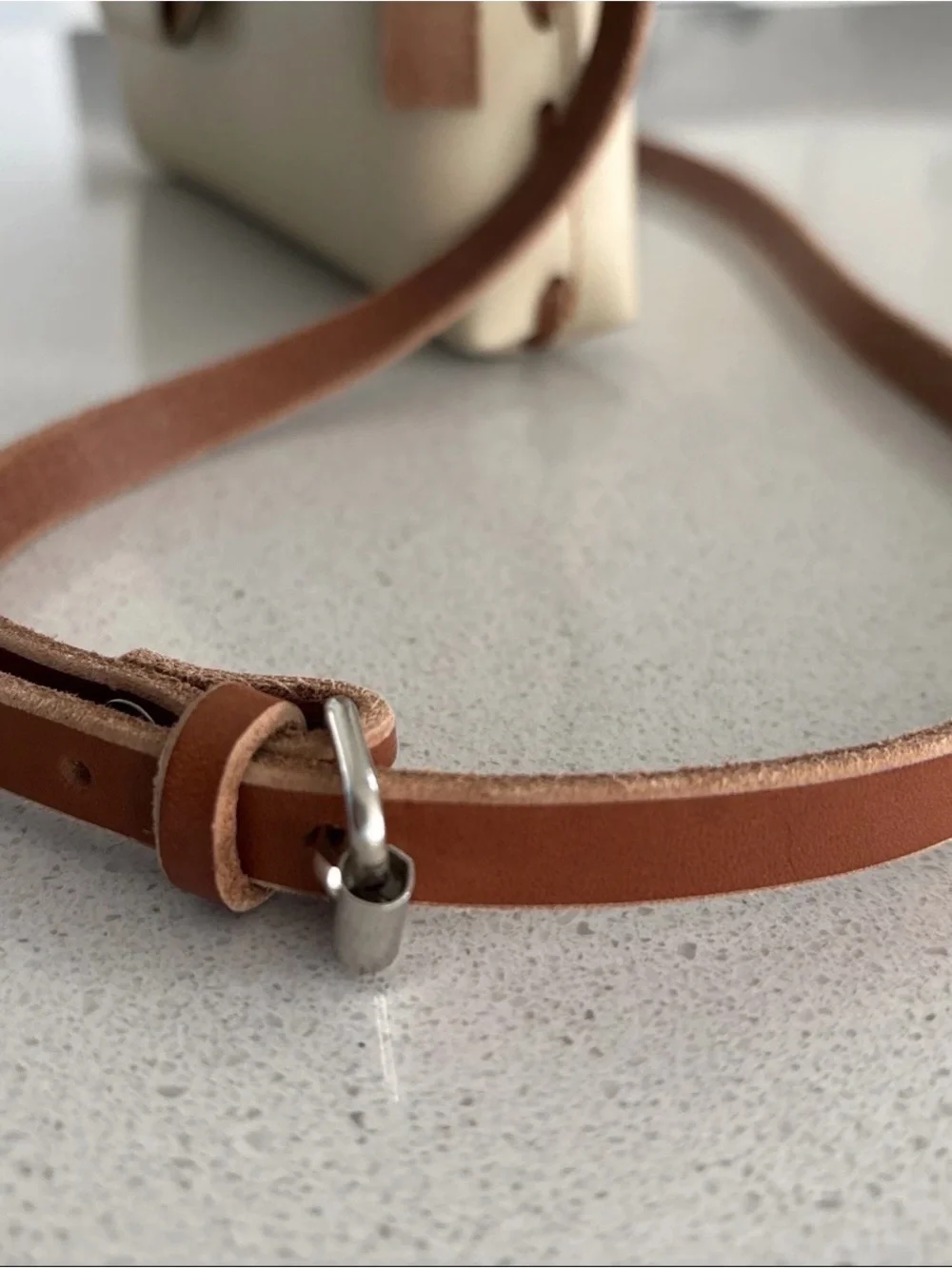 Artisan IVAN Handmade Leather Crossbody Purse Unique Two-Tone Cream & Brown